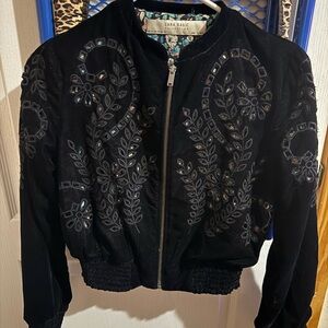Zara Black Embellisjed  Bomber Jacket